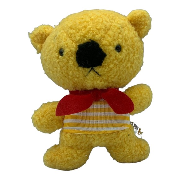 Pomely Naito Design Teddy Bear 7" Orange with Tags Yellow Stripe Shirt - Picture 1 of 7